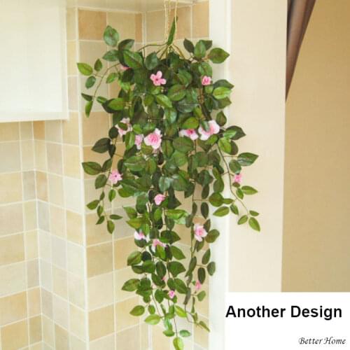 Artificial green plants with flowers with iron baskets hanging flower pots front door interior home decor flowers wreaths decor