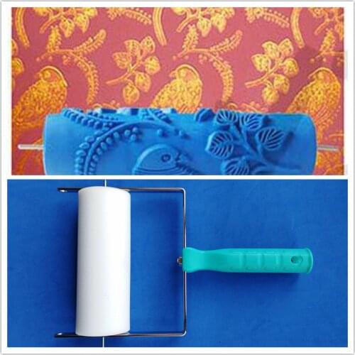 Paint Roller Decoration Tool for Wall Pattern 7" Rubber Roller Brush Set 3D Pattern Wallpaper Room Decoration Machine Paint343C