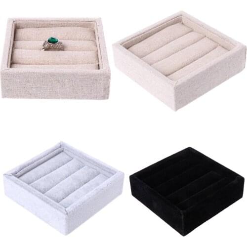 Square Velvet Jewelry Earring Ring Display Box Tray Holder Storage Showcase Organizer Perfect dressing table Storage