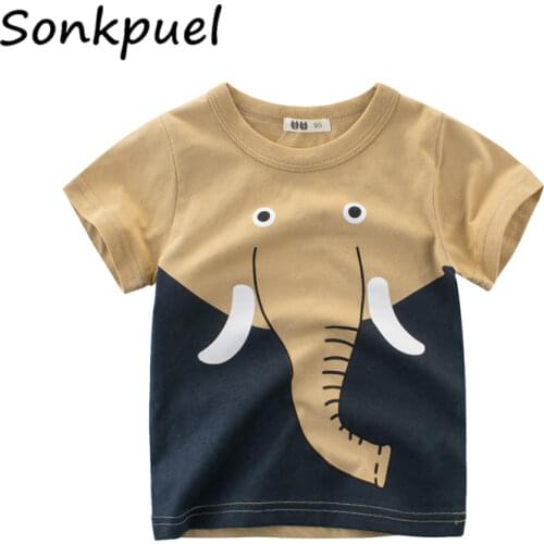 Summer Kids Short Sleeve T-shirts Tops 2-8Y Children Clothing Kid Boys Girls Cartoon Print T Shirt Tees Outfit Baby Boy Top Wear