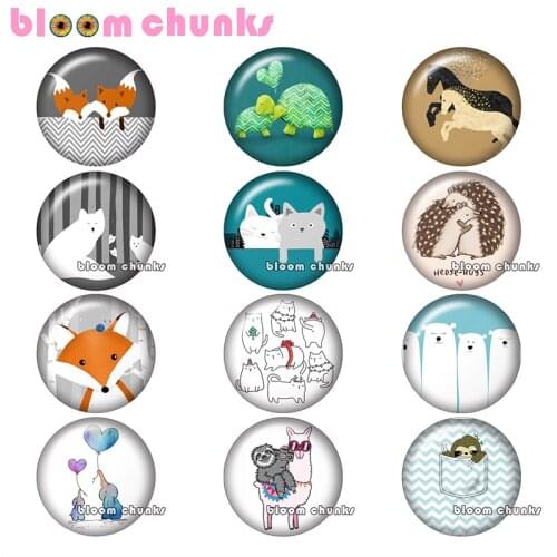 Fox Horse elephant Animal love Round photo glass cabochon demo flat back Making findings 12mm/18mm/20mm/25mm A8622