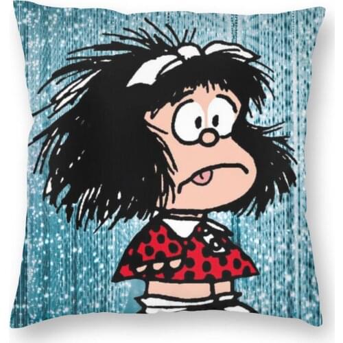 Mafalda In Shock Throw Pillow Cover Throw Pillow Quino Argentina Cartoon Awesome Cushion Covers