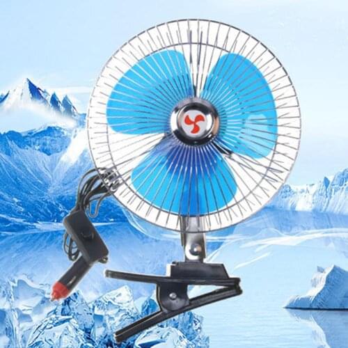 DC 12V/24V Mini Electric Auto Car Fan Low Noise Clip-on 25W Summer Cooling Fan Truck Vehicle Wind Air Cooler Conditioner Fans