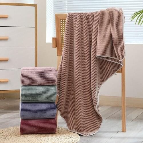 Fashion Striped Soft Absorbent Microfiber Coral Fleece Bath Towel For Men And Women 70*140cm TJ4571