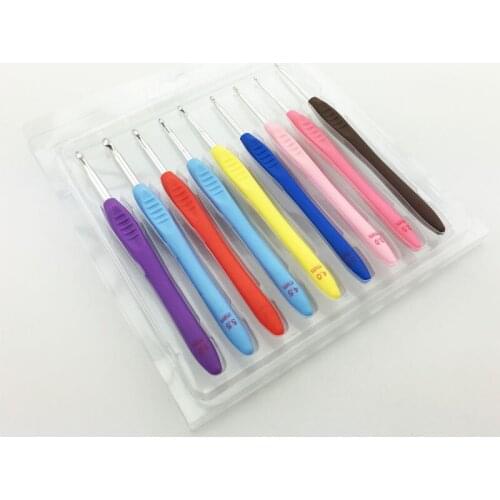 9pcs/set 2mm-6mm Multicolor Crochet Hook Knitting Needle Set Aluminum Knitting Needles for Loom Tool DIY Crafts Home Decors