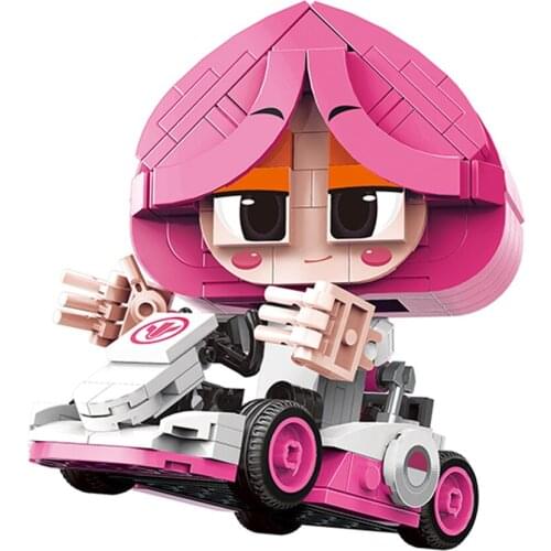 NEW Xingbao 61004 Kart Racing Series 384pcs Pink Speed Drift Car Sets With Dolls MARID A Collection Of Game Mini Car Model Kits