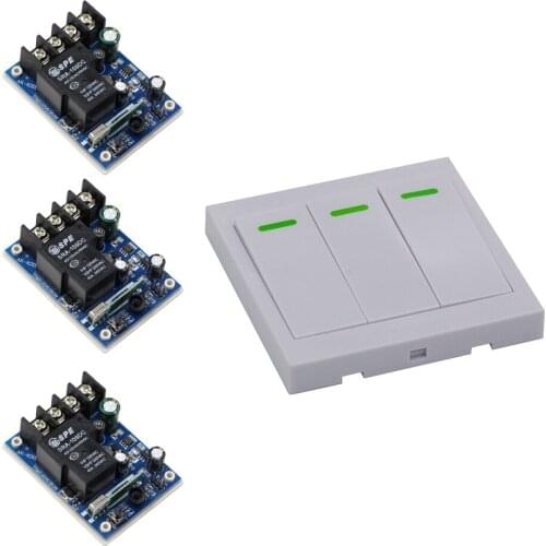New Item DC 12V 24V 36V 48V 30 A 1 CH RF Wireless Remote Control 3* Receivers & 1* Transmitter Inter-lock Wall Controller