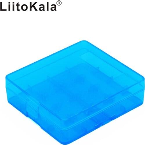 Gifts) LiitoKala 4 x 18650 Battery Case Plastic Transparent Hard Blue Battery Case Holder Storage 18650 Box