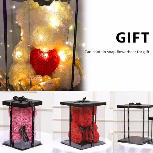 Hot Transparent Empty Gift Box for Artificial Teddy Bear Rose Flower Gifts Box Women Plush Bear Rabbit Gift