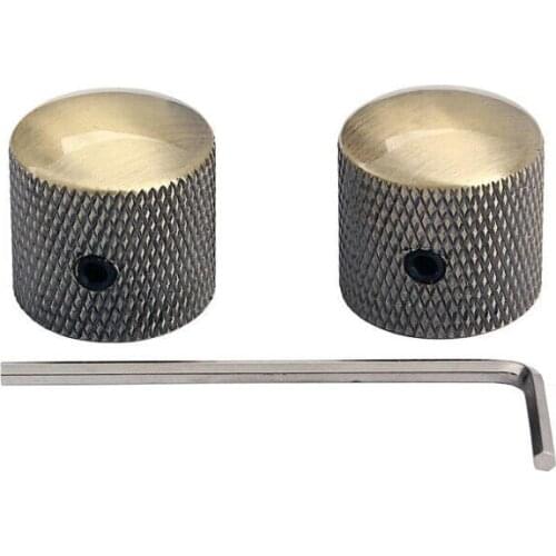 2 Pcs Metal Dome Electric Bass Guitar Volume Tone Control Knobs Cap with Wrench Bronze