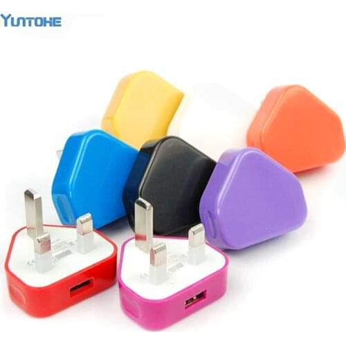 10 Different Colors UK Plug USB Charger AC Wall charger usb Power Adapter Charger for iPhone 4/5/6/7 100pcs