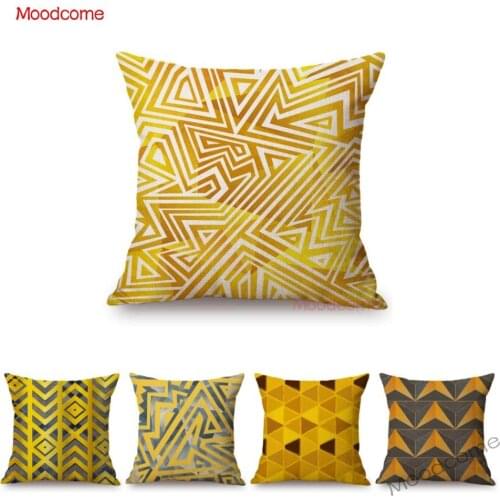 Nordic European Home Decoration Yellow Geometrics design Sofa Throw Pillow Case Triangle Geometry Art Cotton Linen Cushion Cover