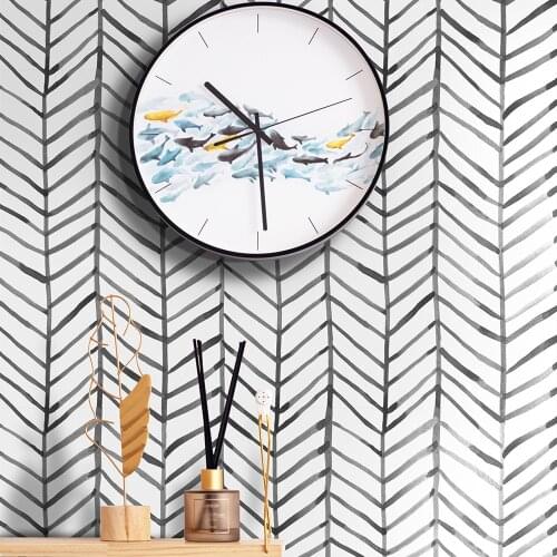 Modern Stripe Peel and Stick Wallpaper Herringbone Black White Vinyl Self Adhesive Contact Paper For Walls Bedroom