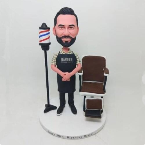 Handmade Custom polymer clay Figurine miniature mini statue wedding cake topper Birthday gift For friend Father Men woman