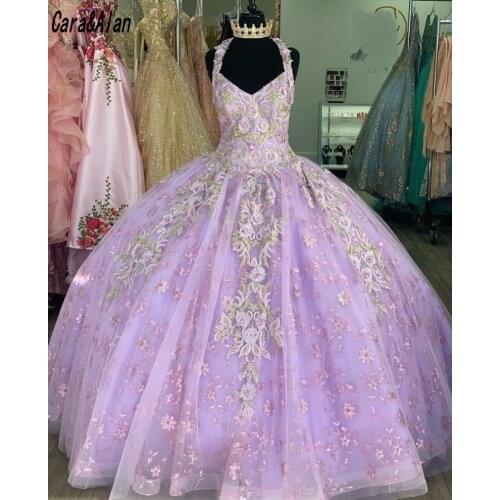 Light Purple Ball Gown Quinceanera Dresses Appliqued Beaded Sweet 16 Dress Long Formal Prom Gowns Party Wear robe de soirée