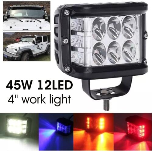 45w Light Bar Work Light Side Shooter 4 Inch Led Pods Work Light Bar White & Amber Strobe Lamp Combo For Atv Suv Truck
