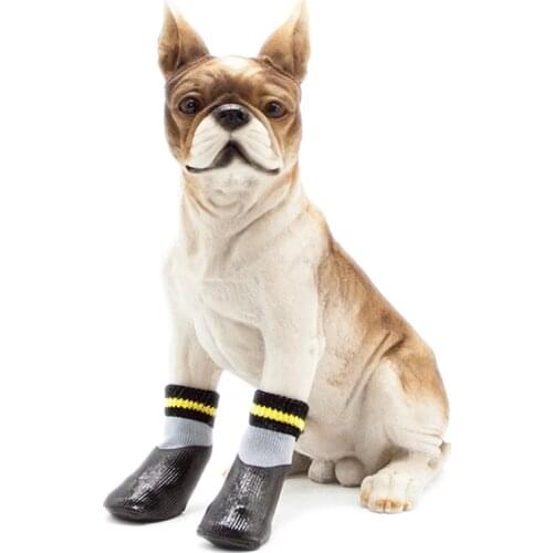 4pcs/set Outdoor Waterproof Nonslip Anti-stain Dog Cat Socks Booties Shoes Wth Rubber Sole Pet Paw Protector For Small Large Dog