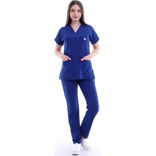 Unisex Scrub Sets Nurse Uniform Check Pattern Scrubs Nursing Workwear Women Men Inner Layer Dental Doctor Work Suits New 2021