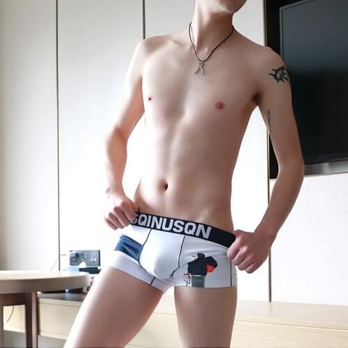 Korean version of mens underwear trend sports boxers young students' personalized printed breathable comfortable boyshort