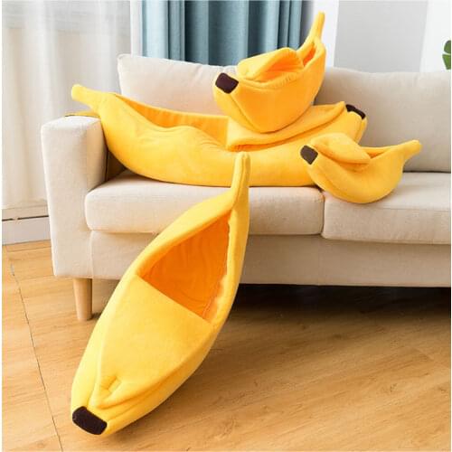 Funny Banana Cat Bed House Cute Cozy Cat Mat Beds Durable Portable Warm Pet Basket Kennel Dog Cushion Cat Supplies Multicolors
