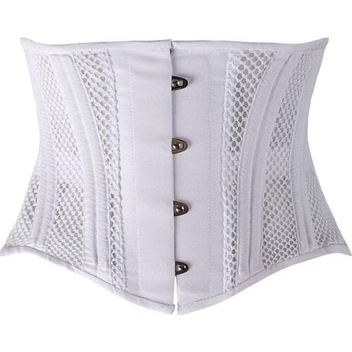 Womens Short Underbust Corset Plus Size Bustiers Corsets Steel Boned Sheath Belly Breathable Mesh Slimming Belt Waist Corselet