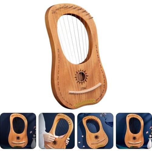 1 Set Lyre Harp 10-String Ancient Style Lyre Harp Mahogany String Instrument