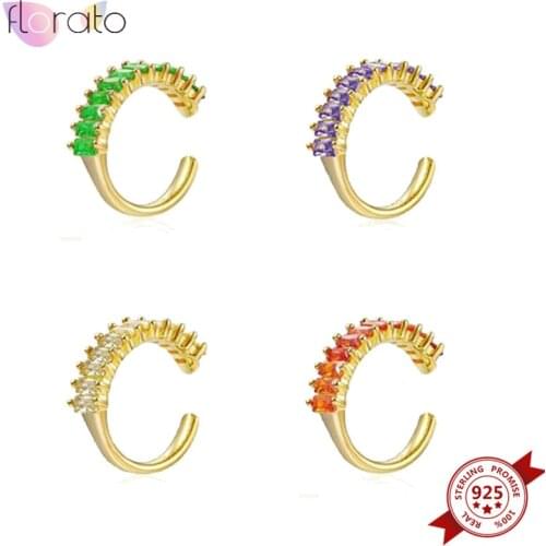 1PC Shine Crystal Ear Cuffs for Women 925 Sterling Silver Ear Clips Earrings no Piercing Gold Circle Charming Party Jewelry
