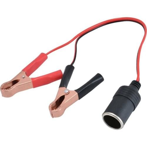 Cigarette Lighter Battery Adapter, Female Cigarette Lighter Socket to 12v Battery Alligator Clips for Auto Car Battery Clamp
