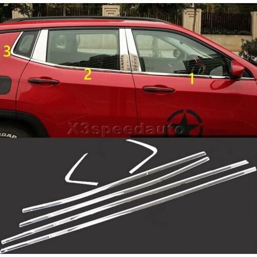 Car-styling For Jeep Compass Door Window Bottom Sill Cover Trim For 2017-2018 6pcs Stanless Steel