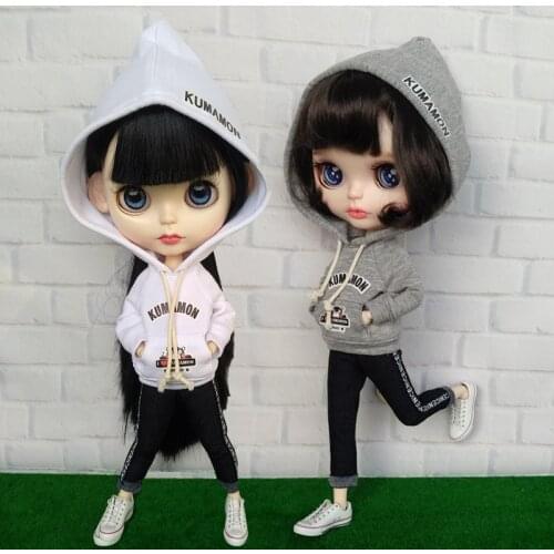 Blyth Doll Clothing Cool Hat Long Sleeve Hoodie and Pants 30CM for Blyth,Kurhn,Licca, Azone Doll Clothes Outfits Accessories