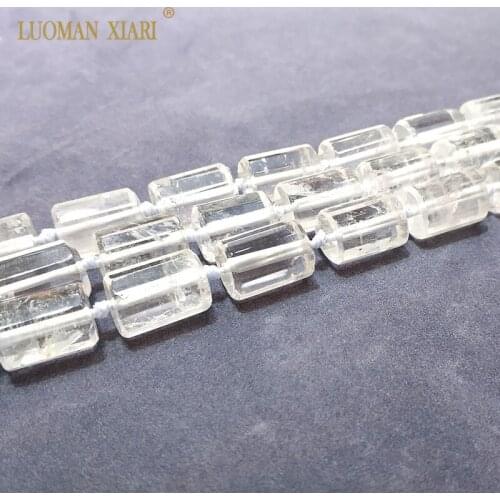 White Quartz 100% Natural Cylindrical Shaped Facted Beads For Jewelry Making DIY Bracelet, Necklace Size 11*16 mm Strand 15"