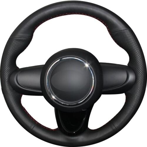 Black Natural Leather Car Steering Wheel Cover for Mini Coupe 2016