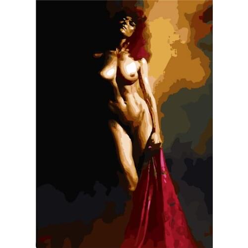 DIY 40X50 Oil Painting By Numbers Naked sexy girl in red paint by numbers On Canvas Home Decor Digital Painting chrismas