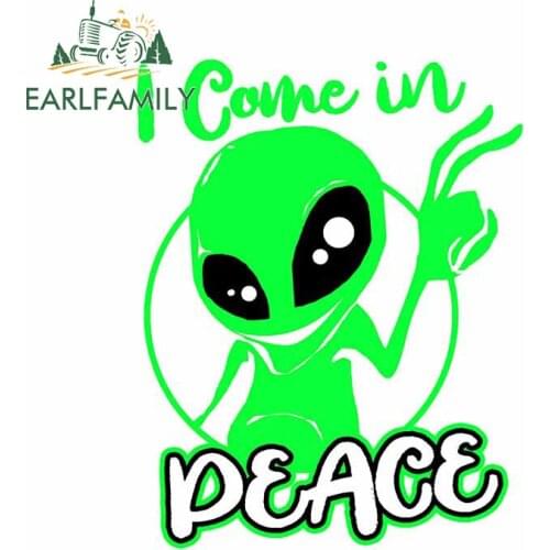 EARLFAMILY 13cm x 10.1cm for Alien Peace Car Sticker Anime Windshield Bumper JDM Assessoires Waterproof Scratch-proof Decal