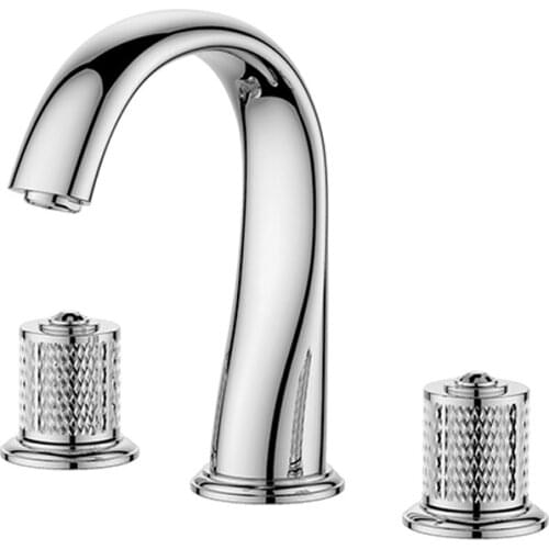 Chrome Color 8 inch 3 Holes widespread bathroom Lavatory Sink faucet mixer tap deck mounted Luxury tap Round handles NEW