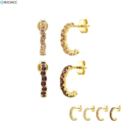 Kikichicc 925 Sterling Silver Colorful Circle Hoops Piercing No Clips For Women luxury Rainbow Crystal Round Loop Jewelry