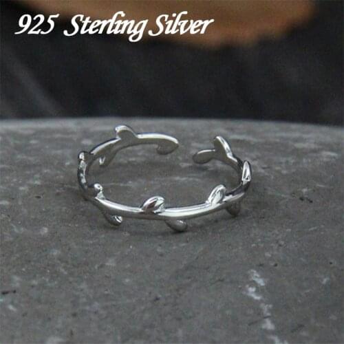 925 Sterling Silver Korean Fashion Olive Branch Ring Female Ring Sterling Silver Jewelry Wedding Ring Size 7-11