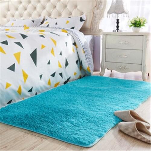 Nordic style long hair carpet living room coffee table blanket bedroom bedside mat Thickened washed silk hair non-slip rug