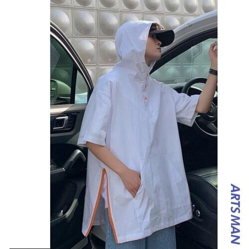 Summer short-sleeved t-shirt mens tide brand trend loose half-sleeved hooded jacket Hong Kong style new compassionate