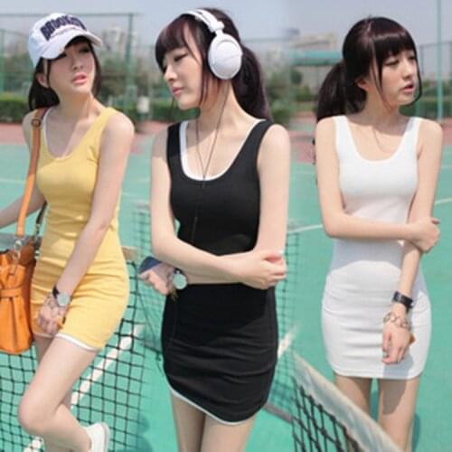 Hot Sale Women Sleeveless Bodycon Cotton Blend Long Tshirt Tank Top Women Vest Free Shipping