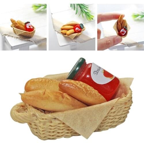 1/12 Girls Cute Food Mini Bread Basket Set Doll House Decor Accessories Toy