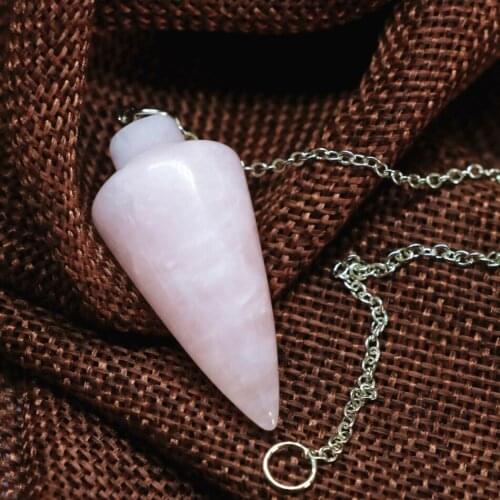 Natural pink chalcedony crystal stone jades waterdrop pendant pyramid reiki pendulum healing chakra amulet jewels 18*40mm B1840