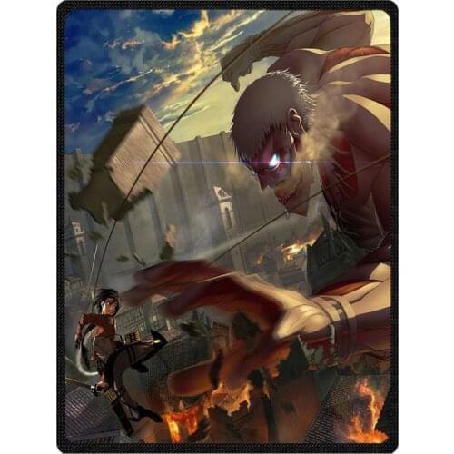 New Custom Attack on Titan Throws Blanket Fleece Fabric Baby Bed Sheet Bedspread Summer Air Conditioning Blanket