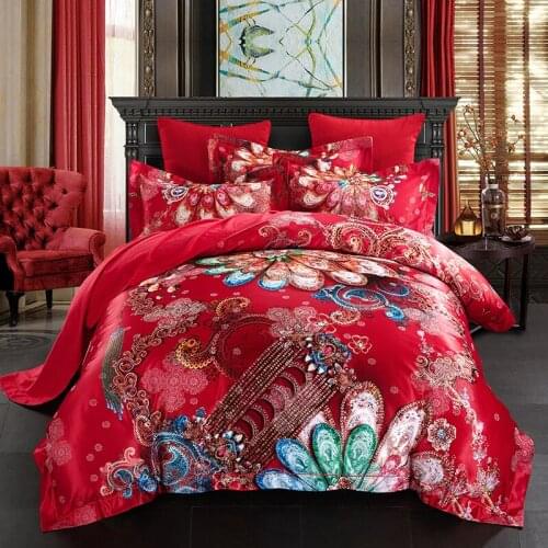 New Flower fashion luxury bedding set queen king size 60S Sanding bed set 4pcs 100%cotton duvet cover bed sheet sets blue white