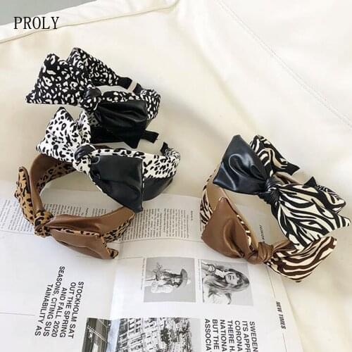PROLY New Classic Headband For Women Big Bowknot Hairband Patchwork Leopard Hair Band Girls Casual Turban Hair Accessories