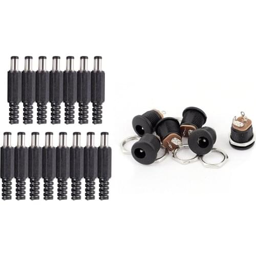 Retail 15Pcs 5.5Mmx2.1Mmx9Mm Male Solder Dc Power Jack for Laptop Adapter & 6Pcs Dc-005 Panel Mount Dc Power Female Socket Conne