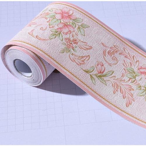 PVC Pattern Baseboard Self-adhesive Wallpaper Waistline Baseboard Border Sticker Waterproof Living Room Bedroom PVC Wall Sticker