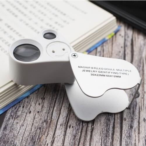 30X Mini Magnifying Glass Folding Pocket Magnifying Glass with Black Rotating Protective for Reading, Books, Jewelry