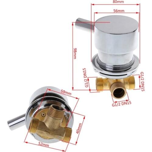 G1/2" Hot & Cold Water Mixing Valve Thermostatic Mixer Two In & One Out Faucet For Shower Room