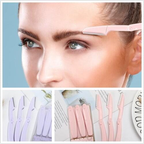 3pcs/set Foldable Eyebrow Razors Facial Eyebrow Trimmer Armpit Hair Razor Beauty Face Eye Brow Shaper Shaver Makeup Tools